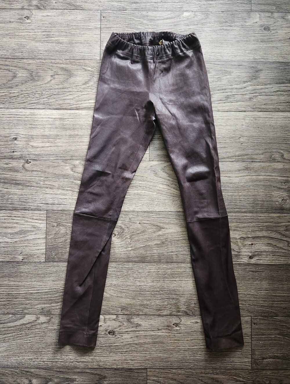 The Row Brown Skinny Lambskin Leather Leggings Size Small